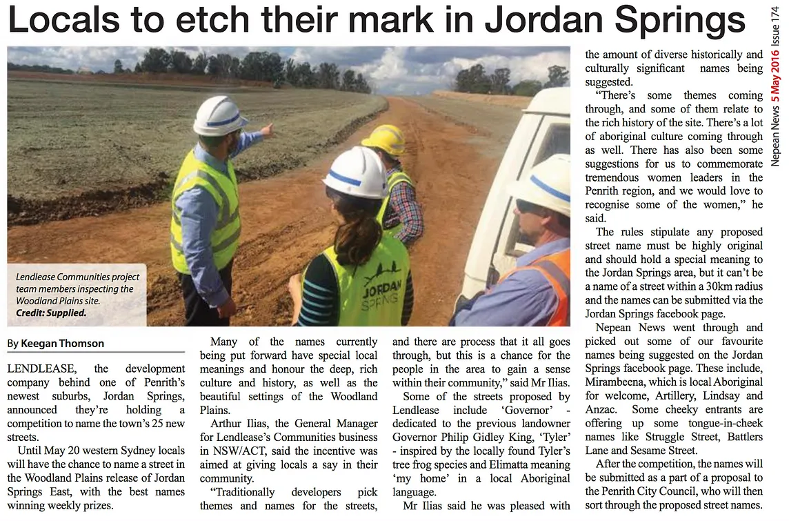 Local etch their mark in Jordan Springs