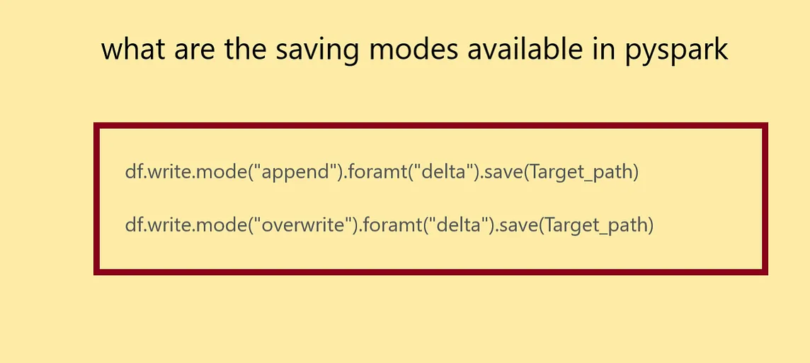 what are the saving modes available in pyspark ?