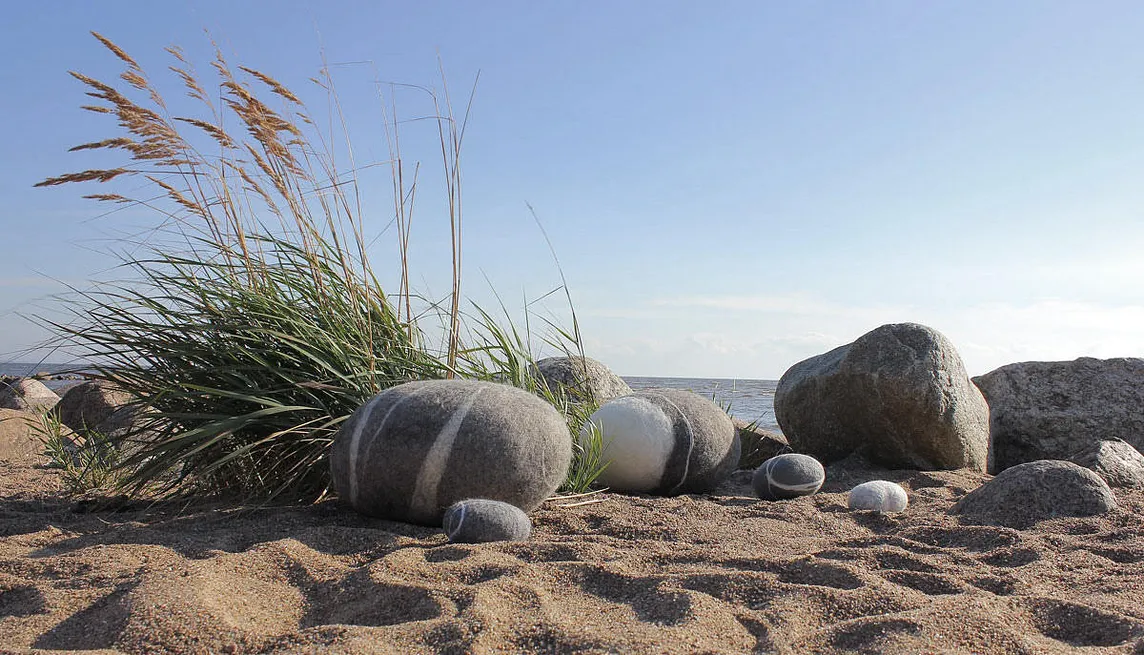 KATSU stones on the beach