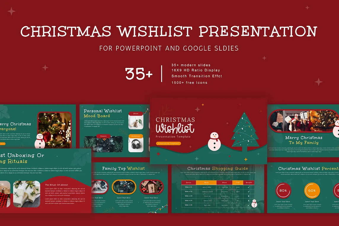 Christmas Wishlist Presentation Template for PowerPoint & Google Slides