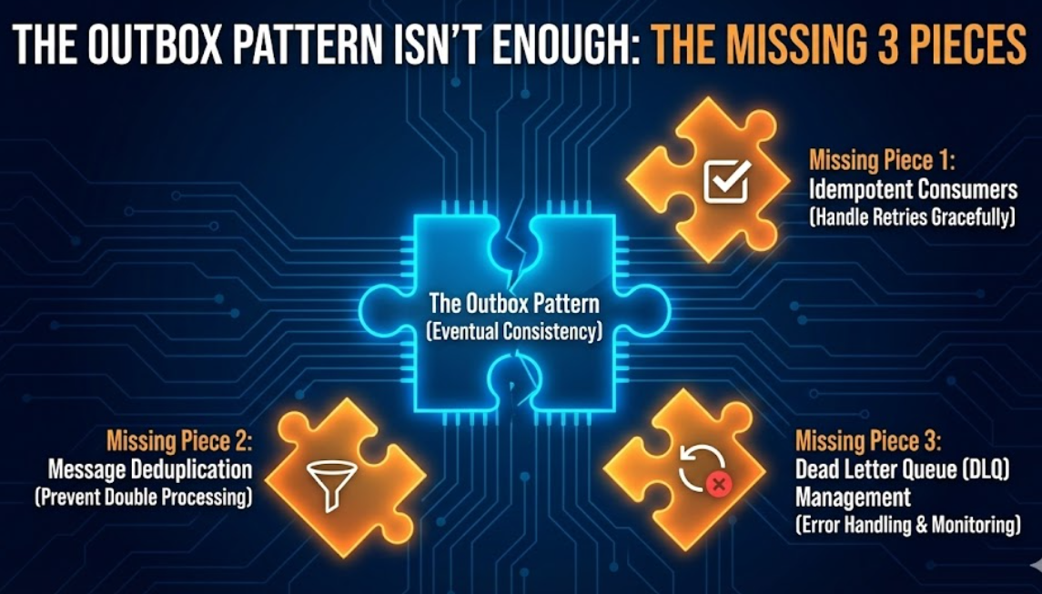 🧩 The Outbox Pattern Isn’t Enough: The Missing 3 Pieces