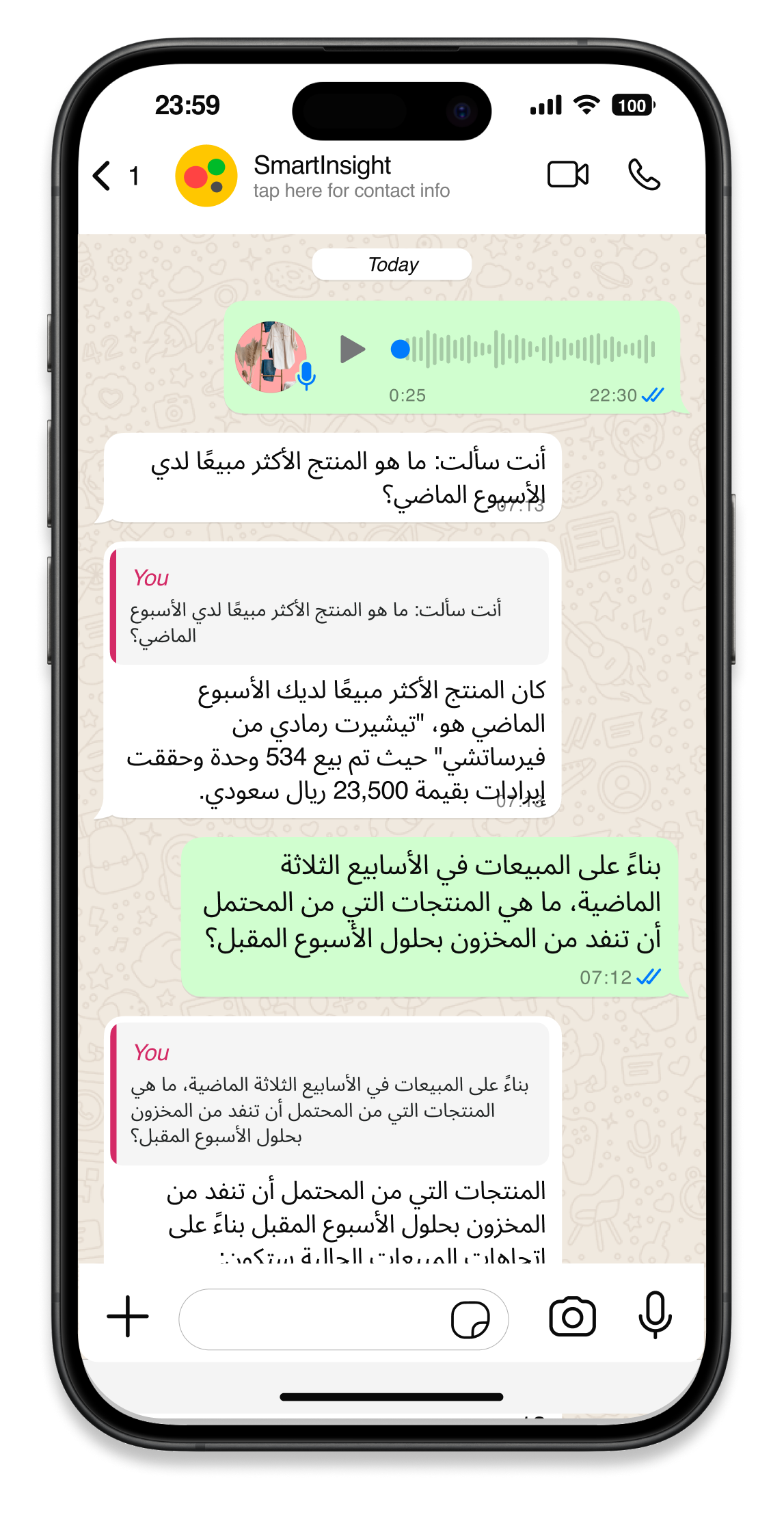 Chatting with your store data via SmartInsight on WhatsApp