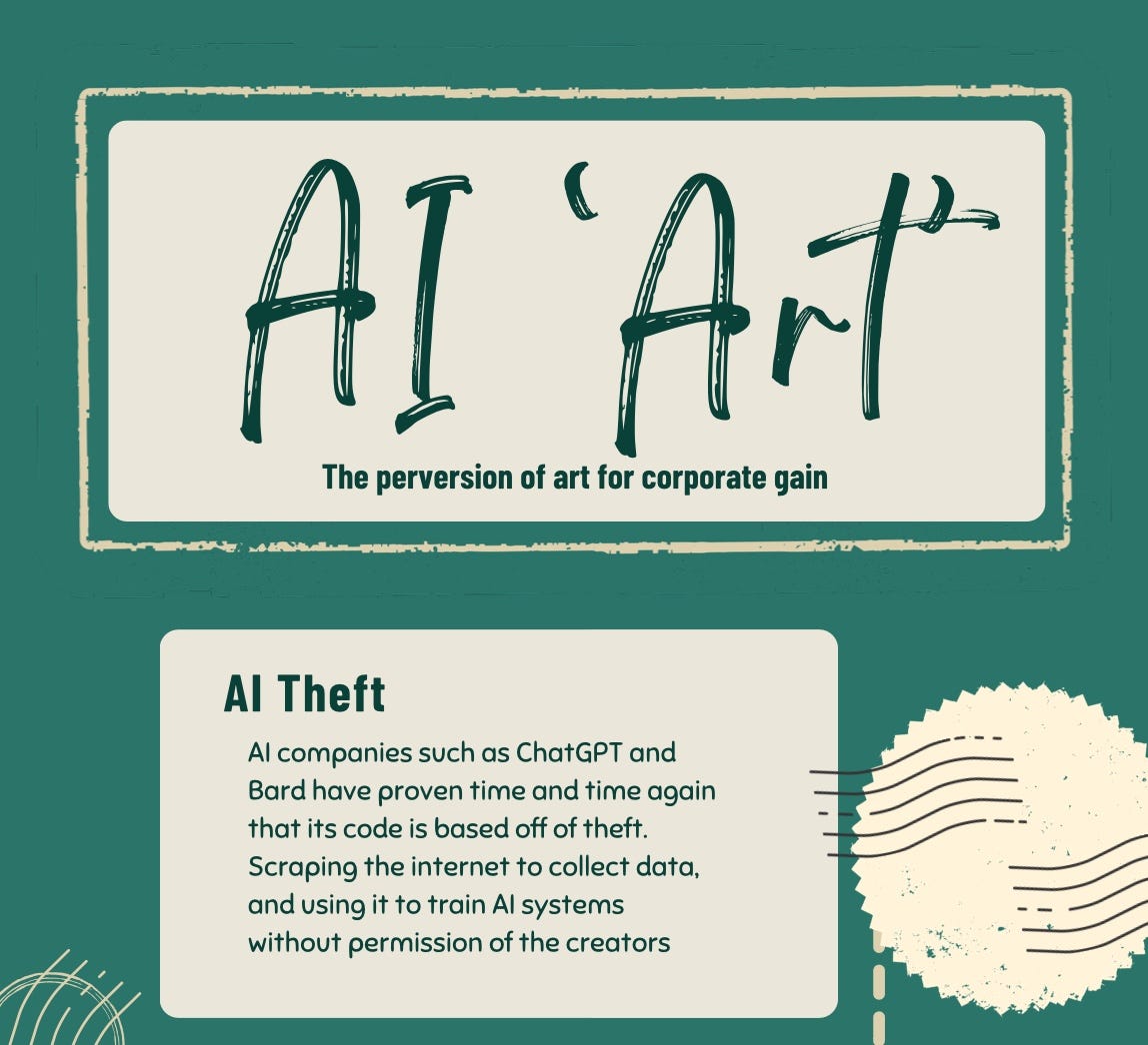 AI Art Theft and the preversion of AI Theft for corporate gain. by