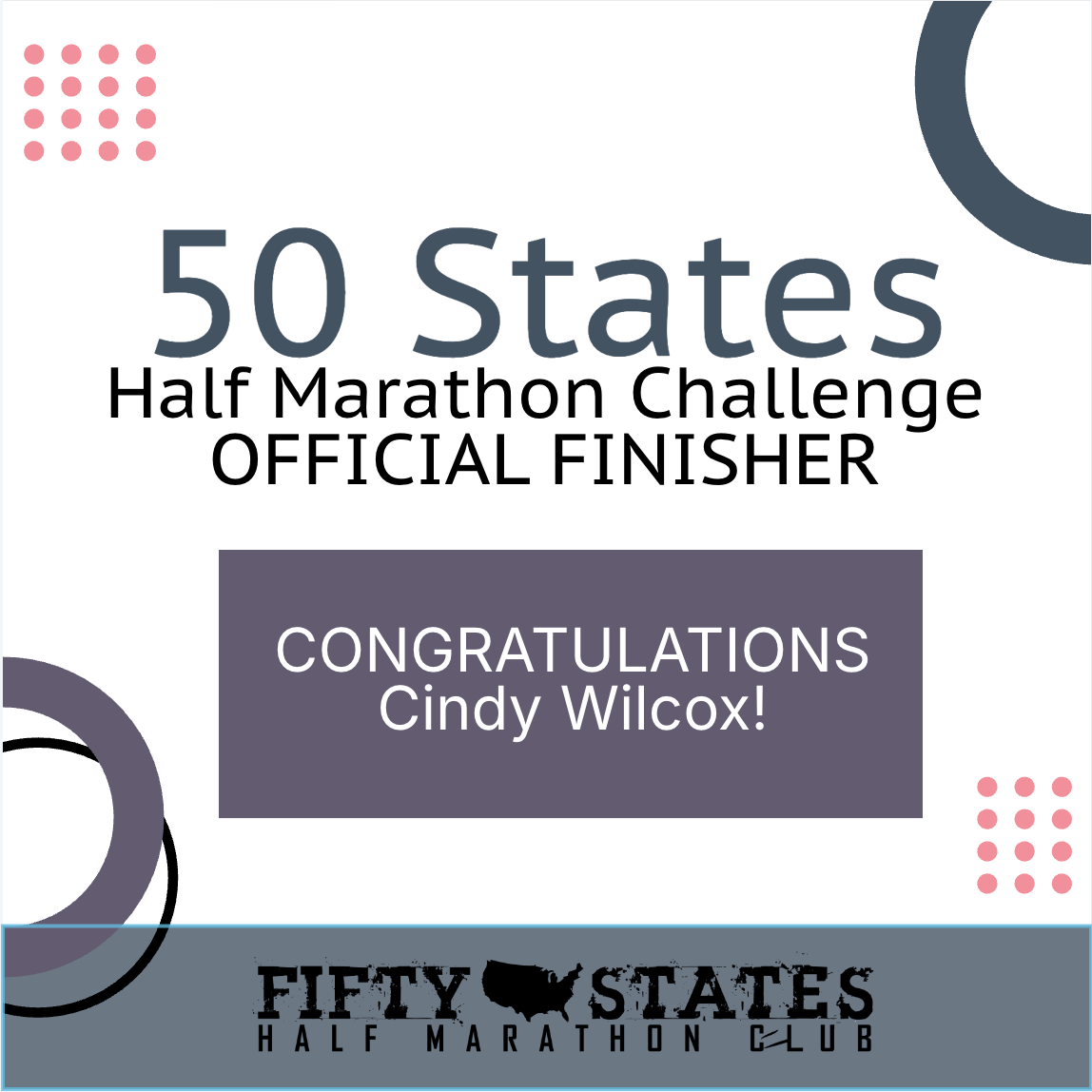 Cindy Wilcox Finishes the 50 States Half Marathon Challenge™ — From Santa Ana, California