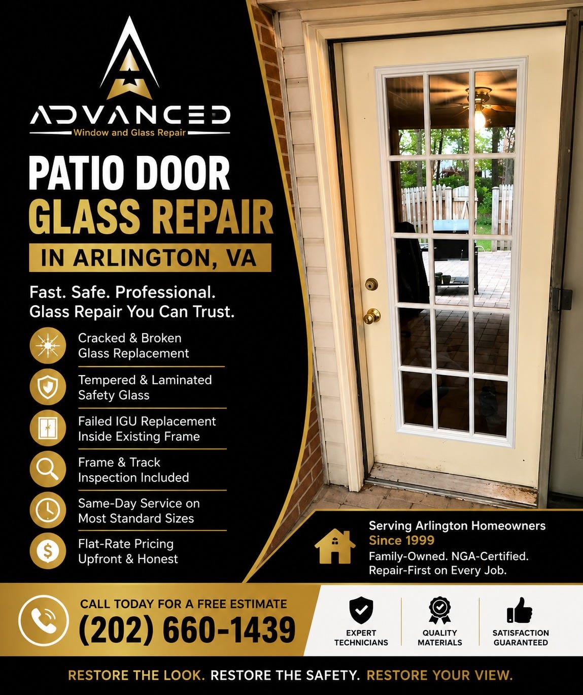 Patio Door Glass Repair in Arlington, VA | Tempered & Laminated Glass Replaced