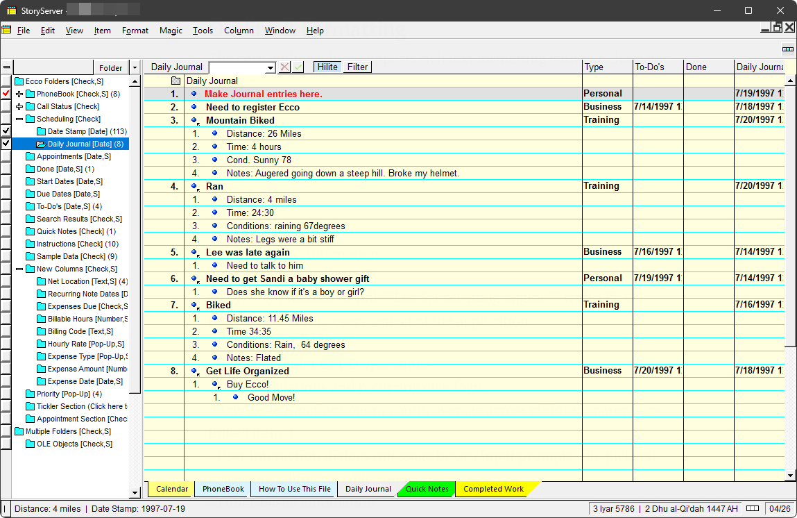 StoryServer — notepad view