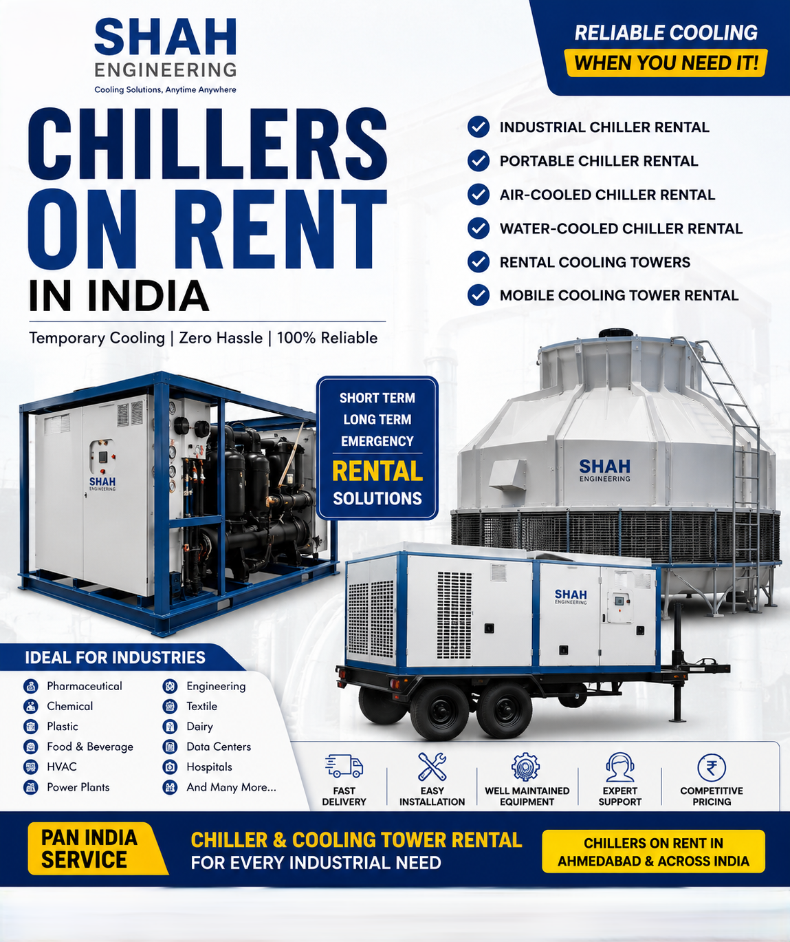 Chillers on Rent in India | Industrial Chiller Rental | Shah Engineering