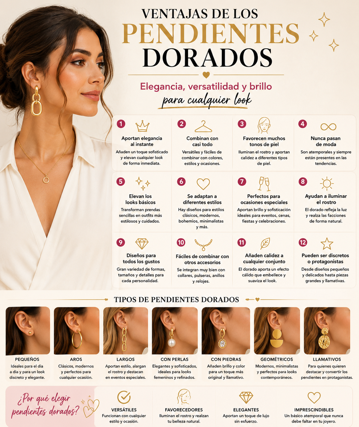 Pendientes dorados: el detalle que transforma un look sin esfuerzo