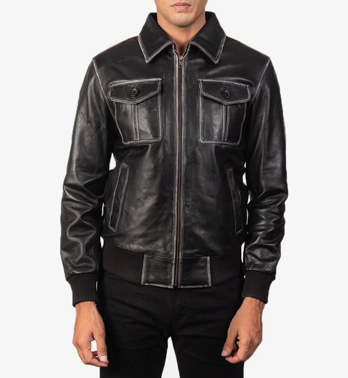 Vintage leather jacket mens - Markowoolenleather - Medium