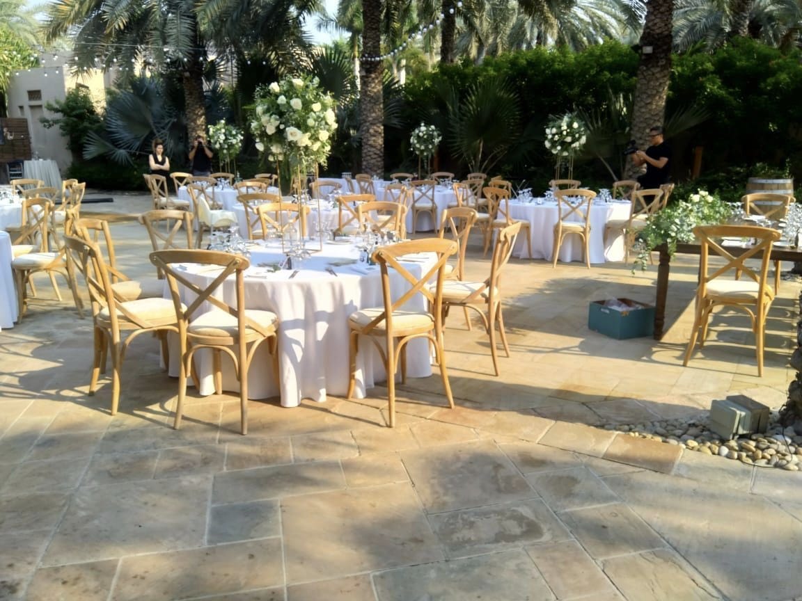 Elegant Cross Back Chairs For Rent Dubai Qamar Event Rentals by