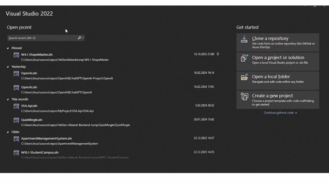Visiual Studio Proje Oluşturma