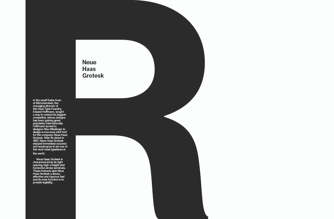 Neue Haas Grotesk. Project 3: Typeface | by Savanne Klop | Medium