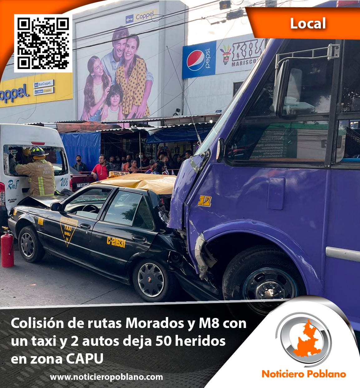 Colisión de rutas Morados y M8 con un taxi y 2 autos deja 50 heridos en zona CAPU