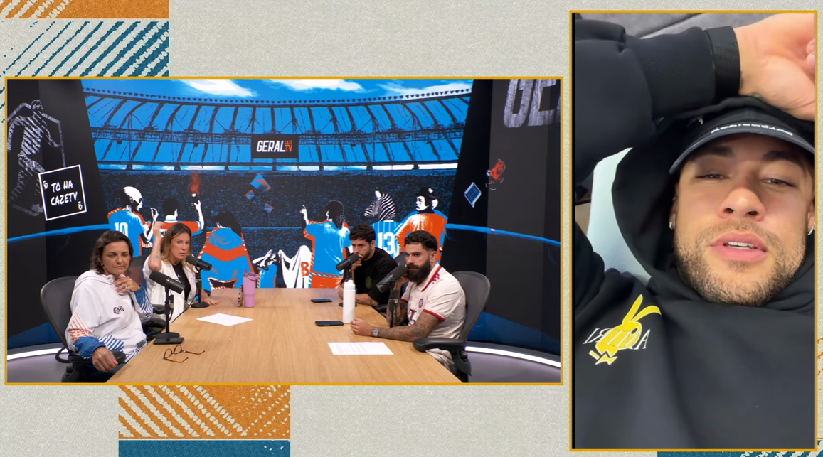 Programa “Geral CazéTV” discutindo sobre Neymar Jr. — Foto: Reprodução/Youtube/CazéTV