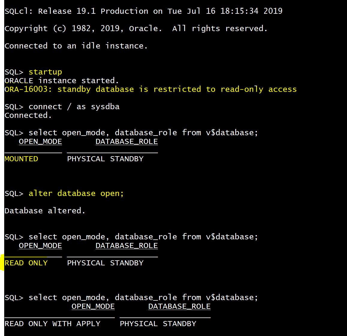 No risk to activate Active Data Guard by mistake with SQL Developer SQLcl |  by Franck Pachot | Medium