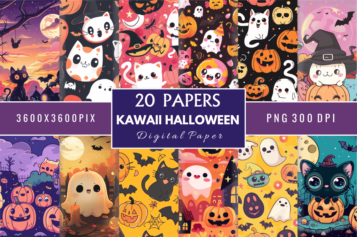 Kawaii Halloween Digital Paper Bundle Free | by QuantumQuirk | Sep ...