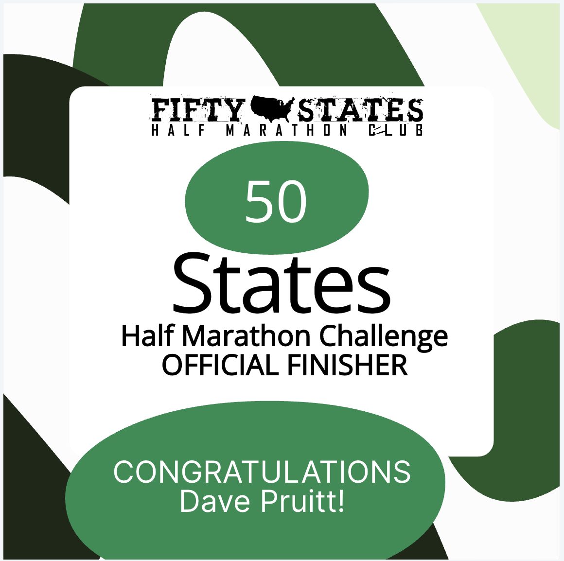 Dave Pruitt Finishes the 50 States Half Marathon Challenge™ — From Canton, Michigan