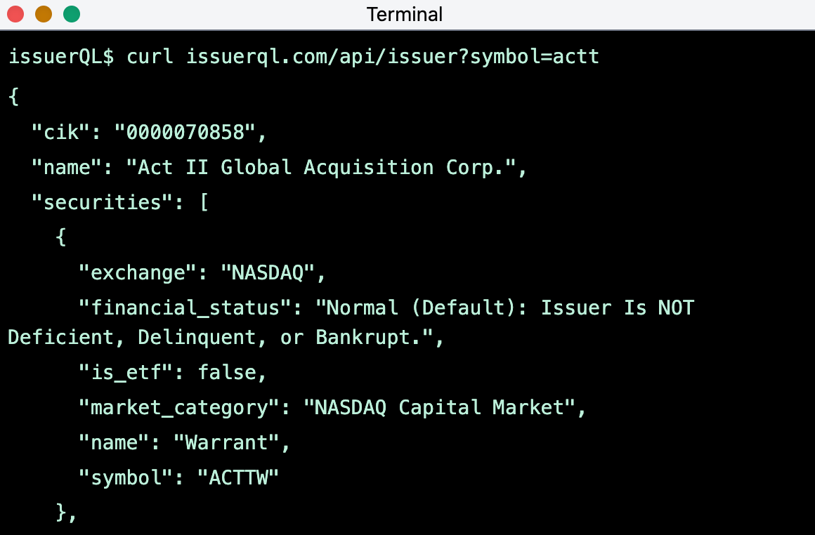 ⚡ A Lightning Fast Issuer and Security Lookup JSON API: Public Market ...