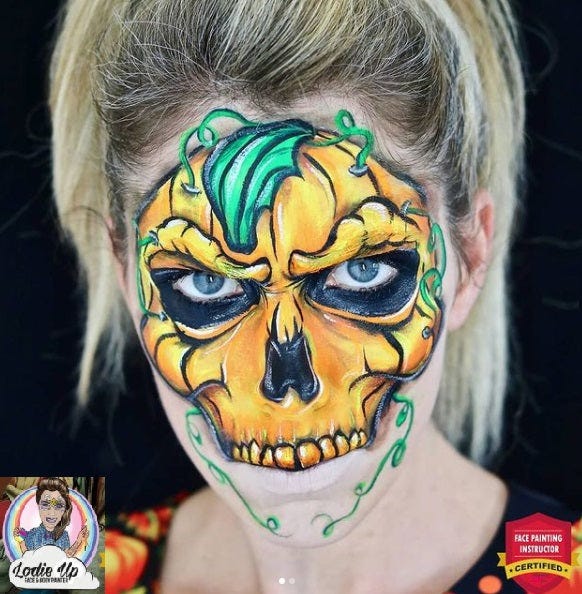 Halloween Comic Zombie Face Paint Design by Linnéa 