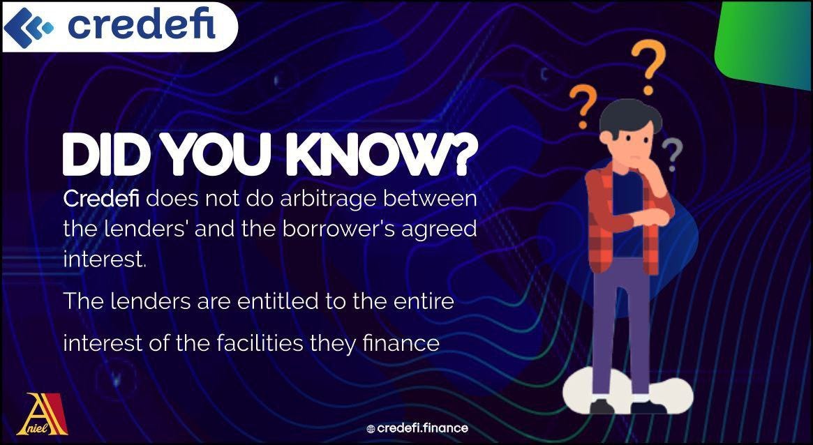 Did you know that #Credefi does not DL arbitrage between the lenders ...