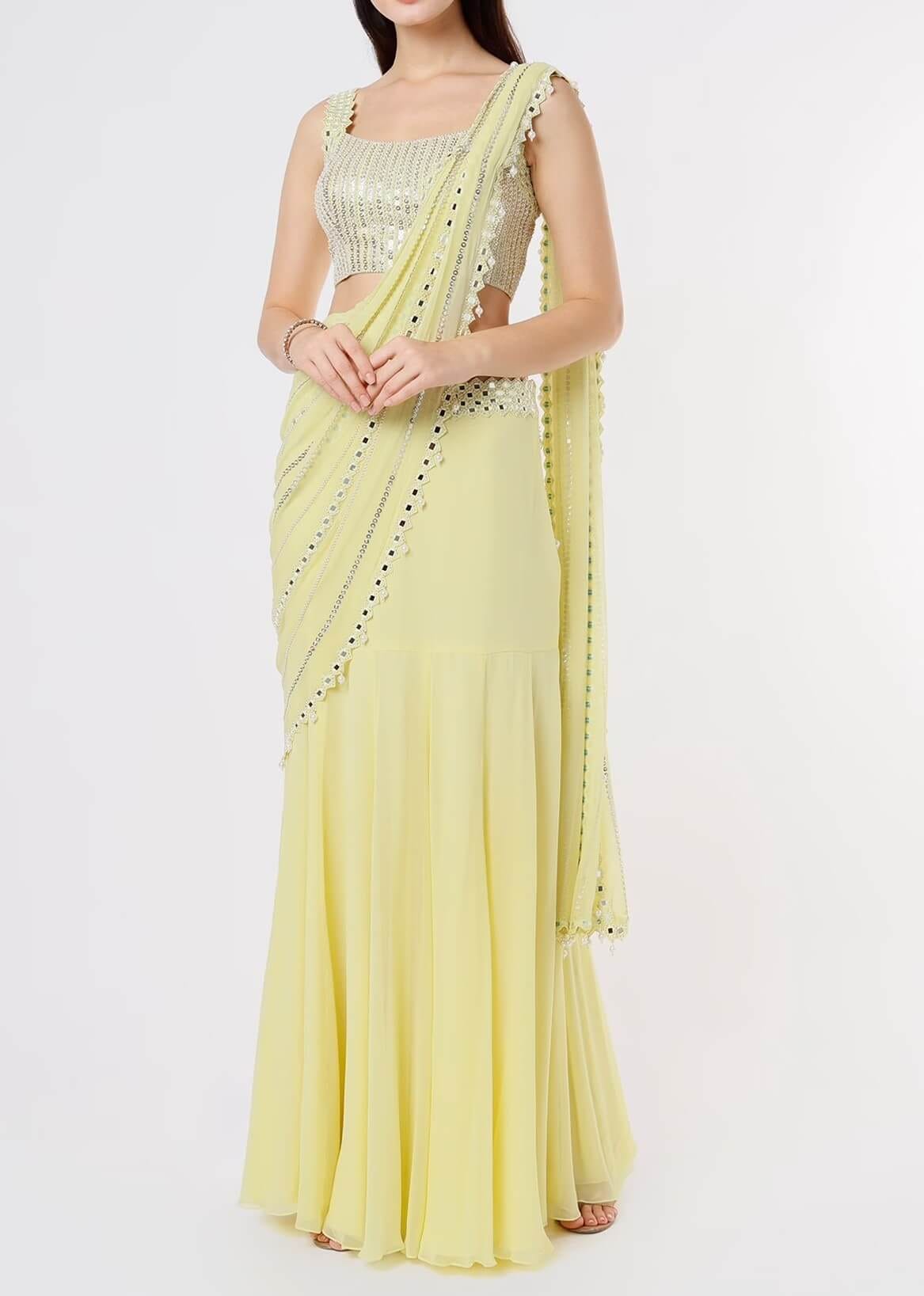draped saree with belt
