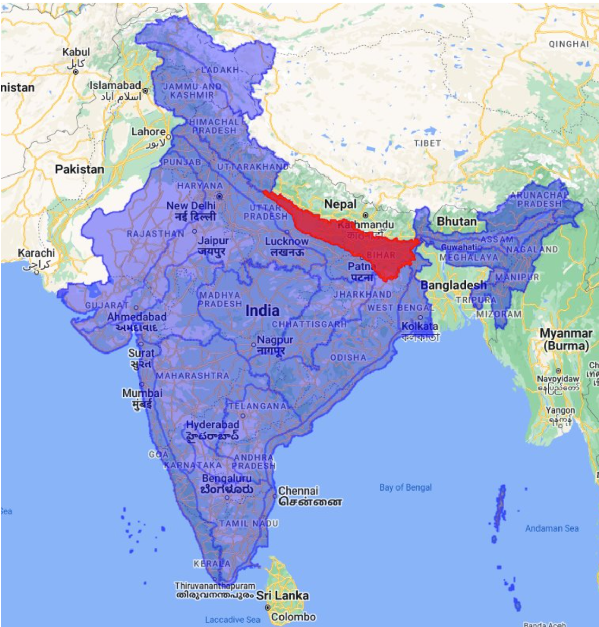 Agro-ecological Zone (AEZ) boundaries of India; AEZ 13 is shaded in red.