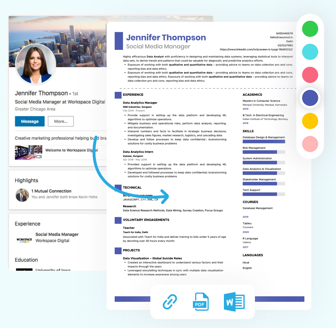 build a resume from linkedin