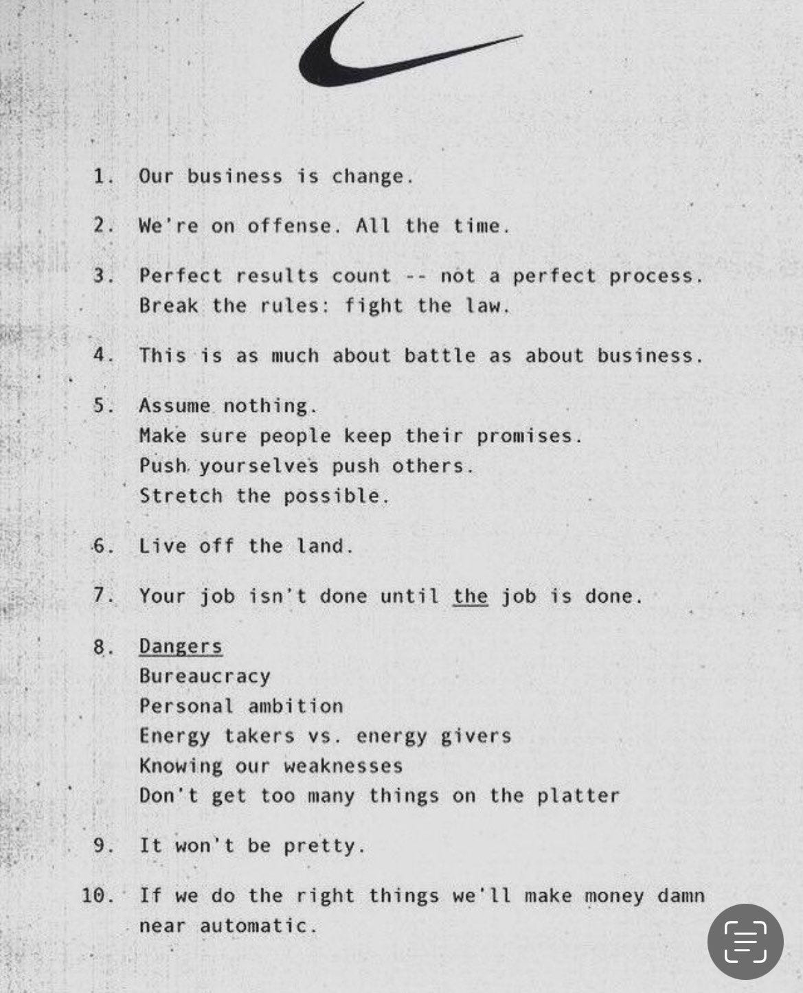 vork beschermen Discriminatie op grond van geslacht The 10 Principles at Nike. The Original Nike Principles from Rob… | by  Parker Klein ✌️ | TwosApp | Medium