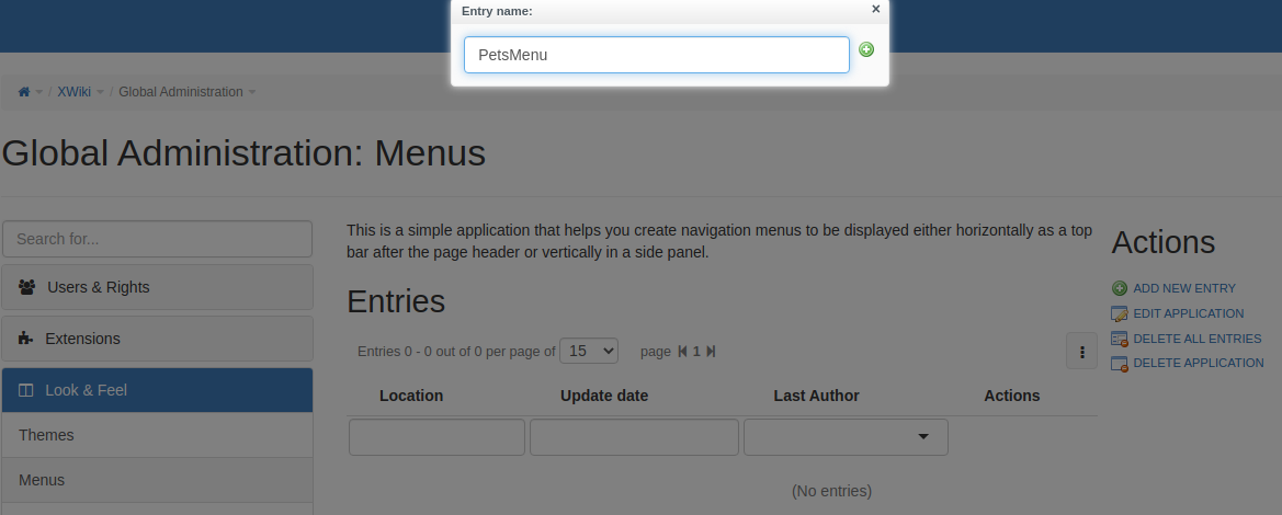 Add a new menu entry.