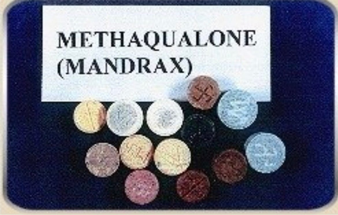 What are methaqualone examples? What are some examples of each?