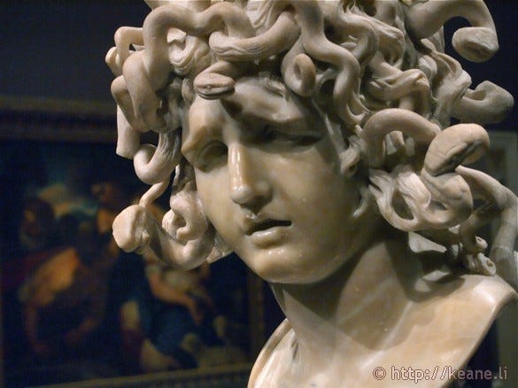 The Greek myth of how the once beautiful Medusa became a scary
