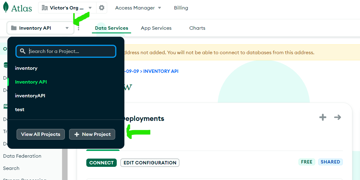 Connecting mongodb atlas to an express application by victor obinna