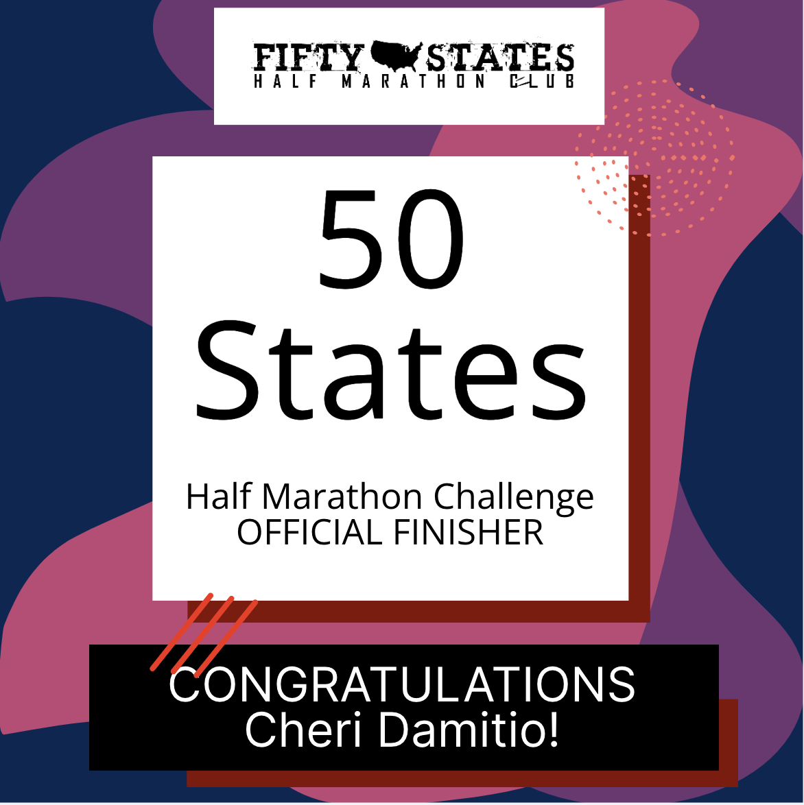 Cheri Damitio Finishes the 50 States Half Marathon Challenge — From Blodgett, Oregon