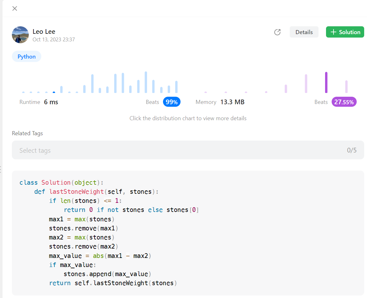 leecode ex54. 1046. Last Stone Weight | by leoBlackTea | Medium