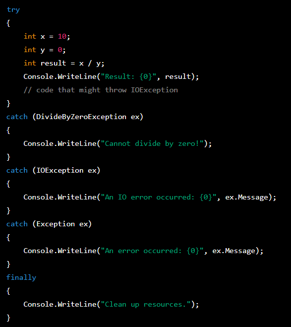 Exception Handling in C# with programming Examples