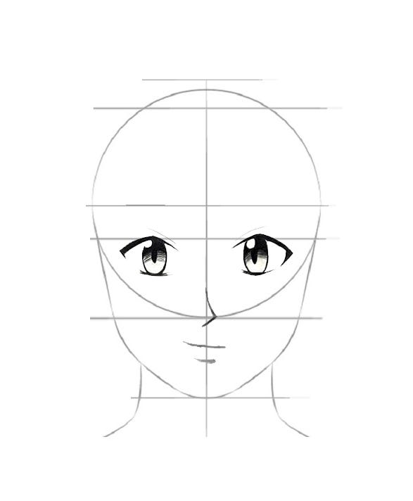 Rosto de anime com medo. olhos grandes de estilo mangá, nariz