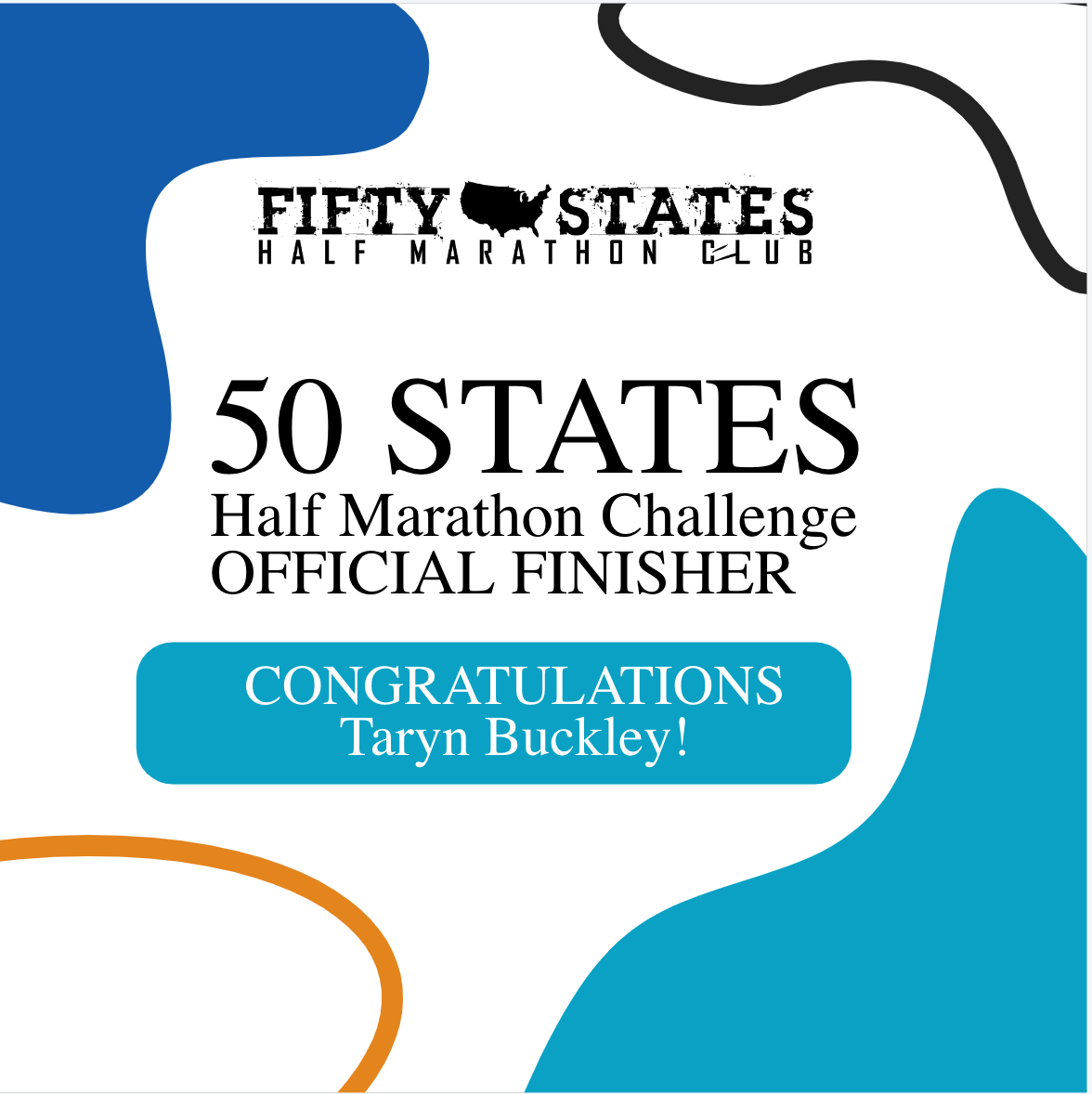 Taryn Buckley Finishes the 50 States Half Marathon Challenge™ — From Gainesville, Florida