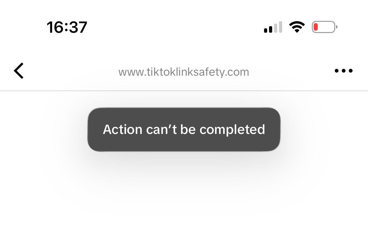 What your visitors see when they try to reach your App from TikTok