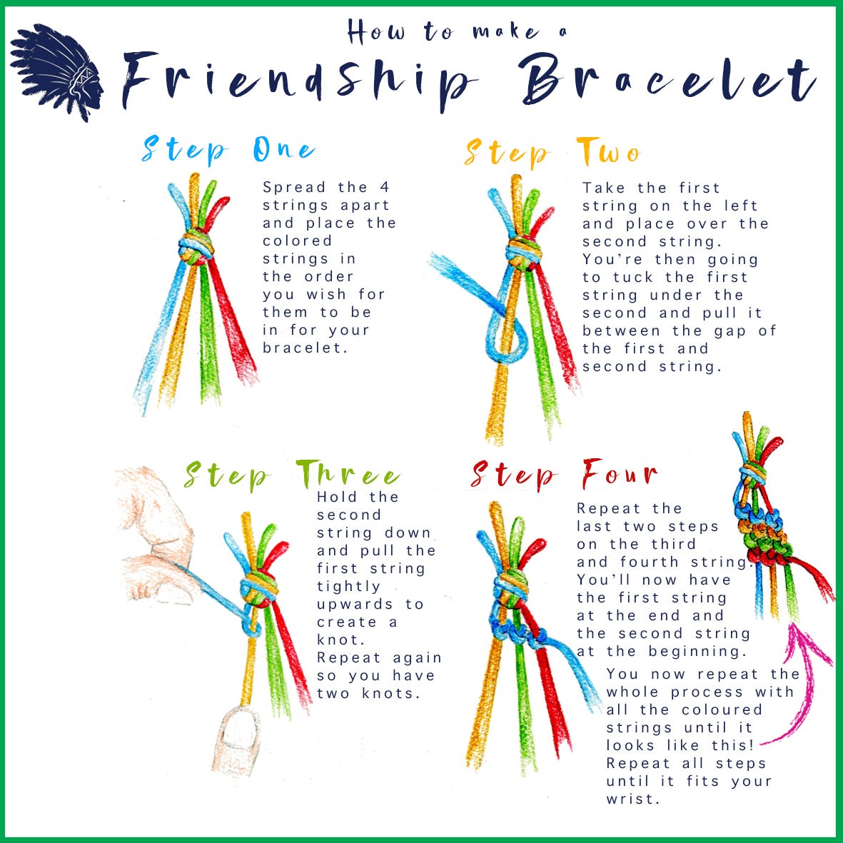 How To Make Friendship Bracelet With 4 Strings
