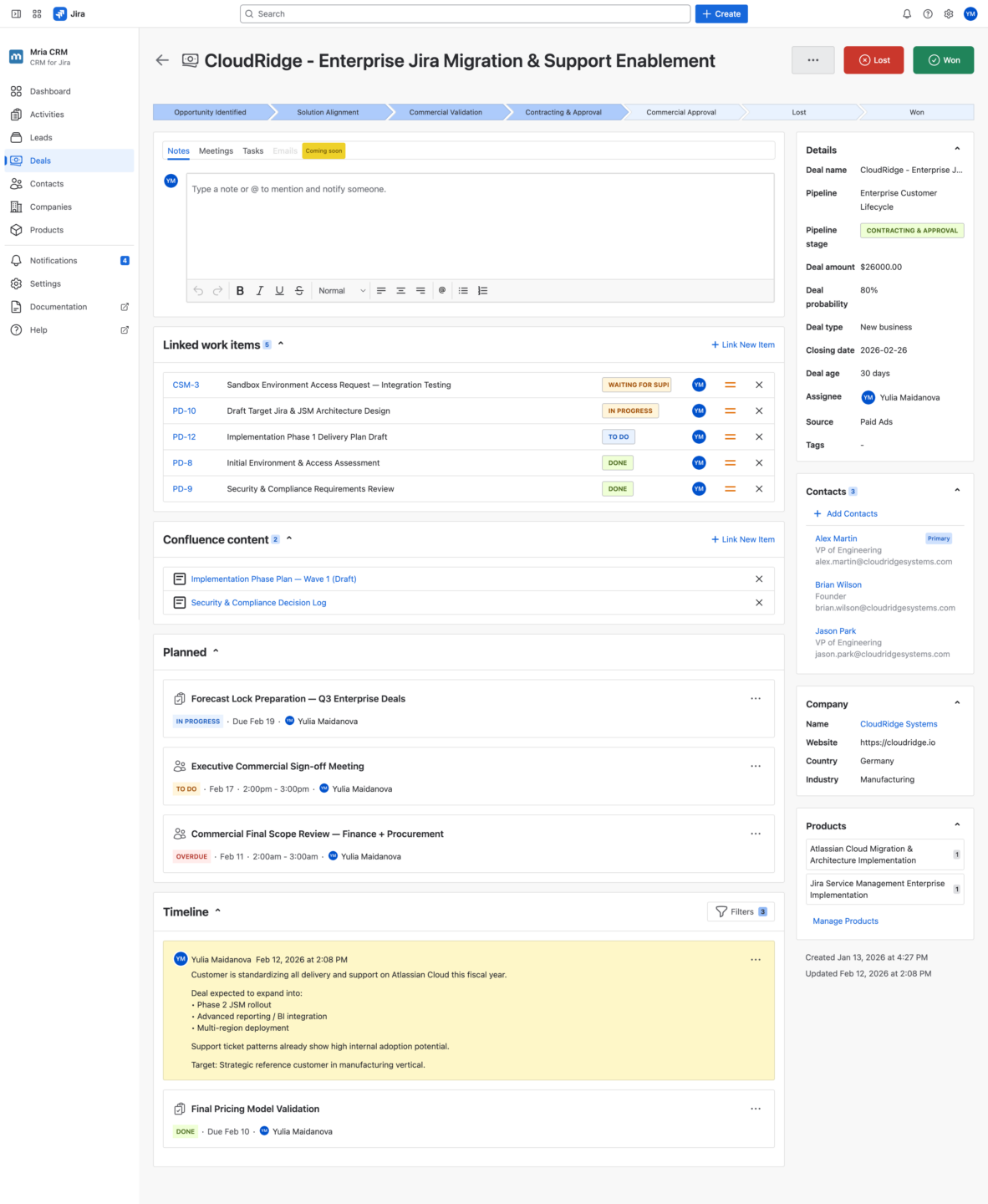 Atlassian CRM in 2026: Meet Mria CRM