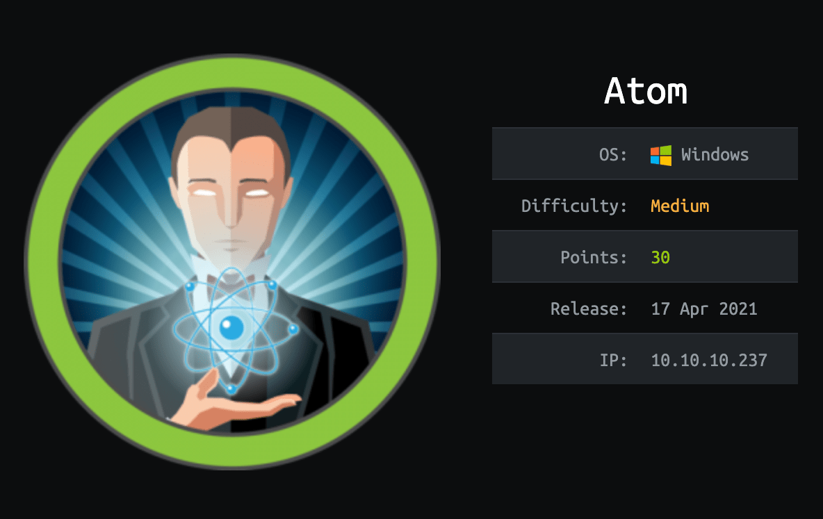 HackTheBox — ATOM[Medium]. Atom | by Adham A. Makroum | Medium