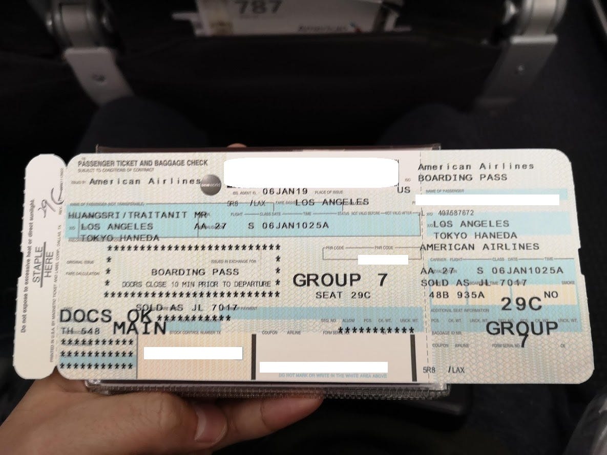 Boarding Pass ถูก Re-Print ใหม่เนื่องจากสายการบินเปลี่ยนที่นั่งให้ครั