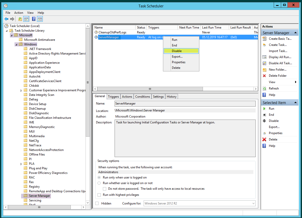 Disable Server Manager Dashboard on Logon. by Gururaja Medium