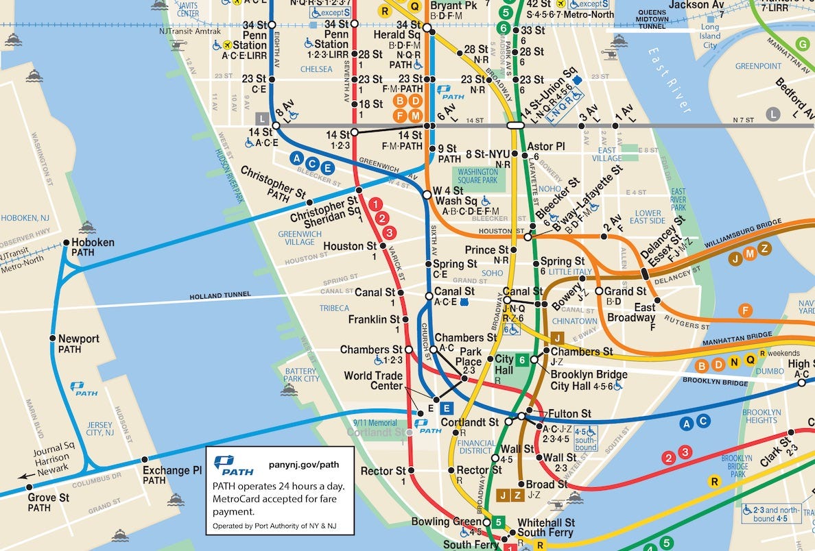 A More Complete Transit Map for New York & New Jersey | by Stewart Mader |  Subway NY NJ | Medium