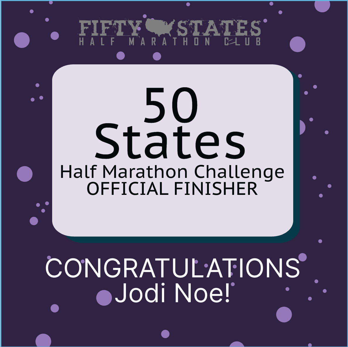 Jodi Noe Finishes the 50 States Half Marathon Challenge™ — From Palm Bay, Florida