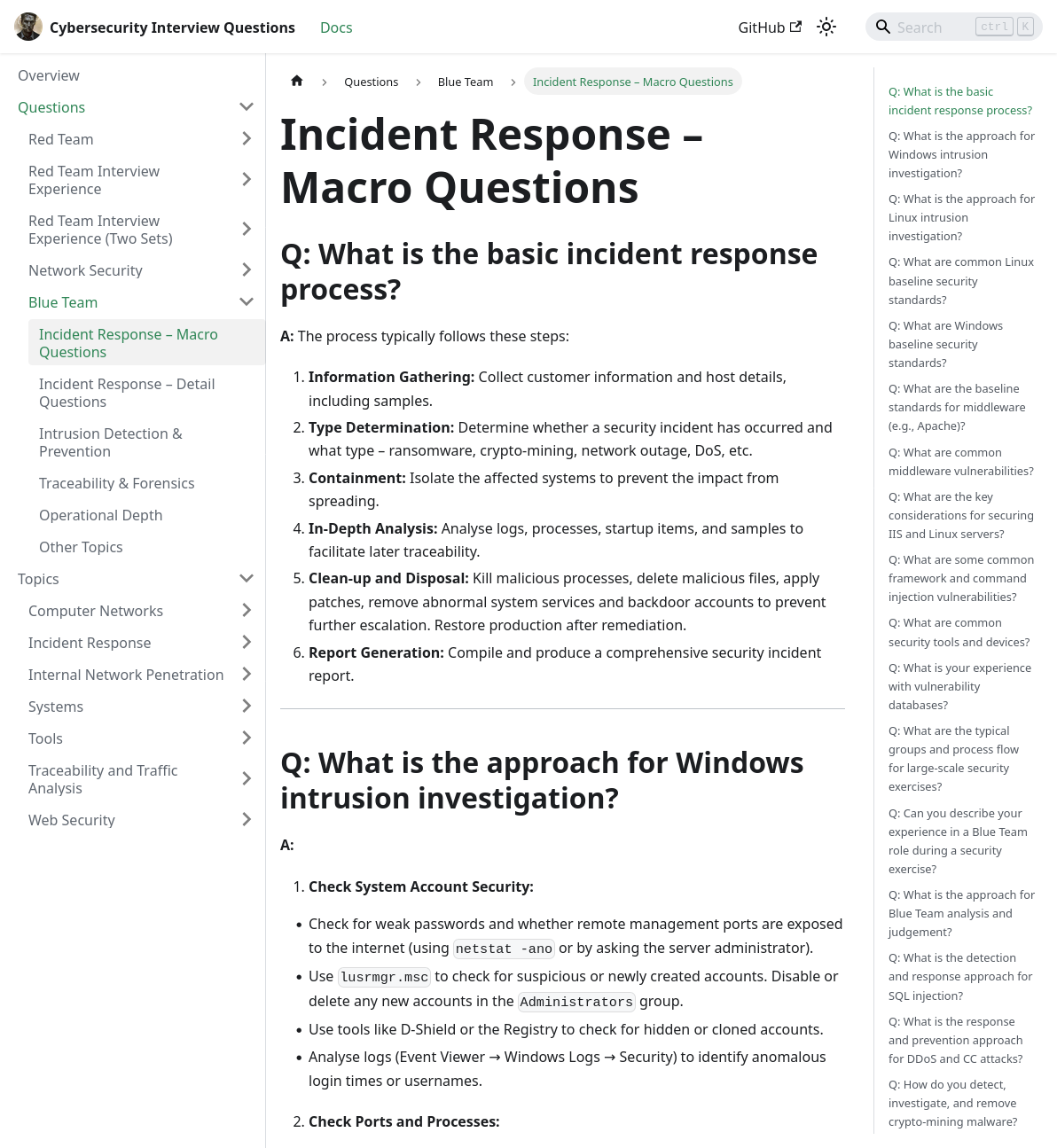 Incidence Response — Macro Questions — Excalibra Cybersecurity Interview Questions
