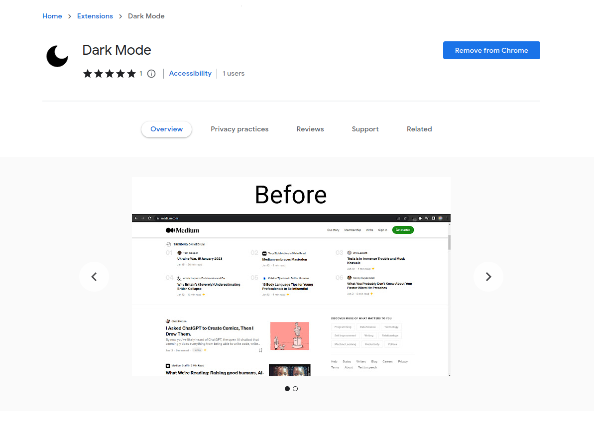Chrome Dark Mode. Enable personalized dark mode for each… by Aslam