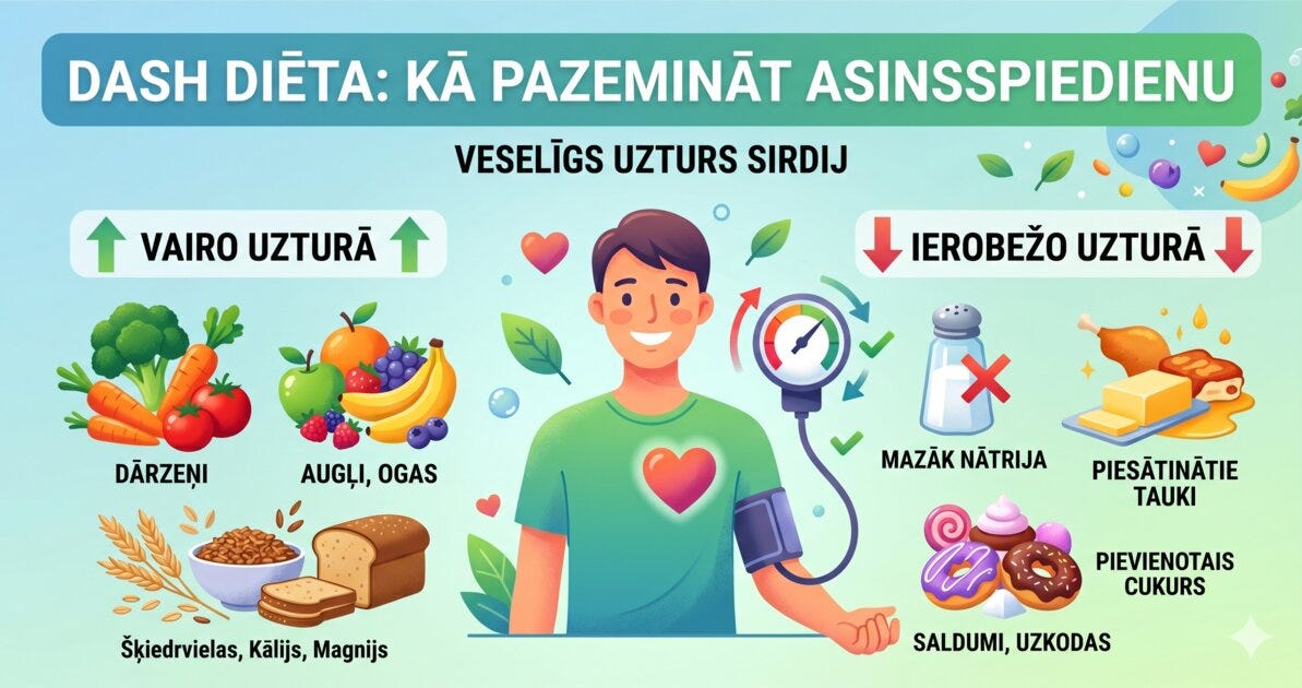 DASH diēta: Kā pazemināt asinsspiedienu ar uzturu