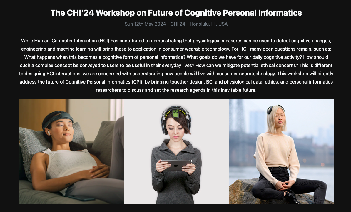 The Next Frontier: Cognitive Personal Informatics Workshop at CHI’24